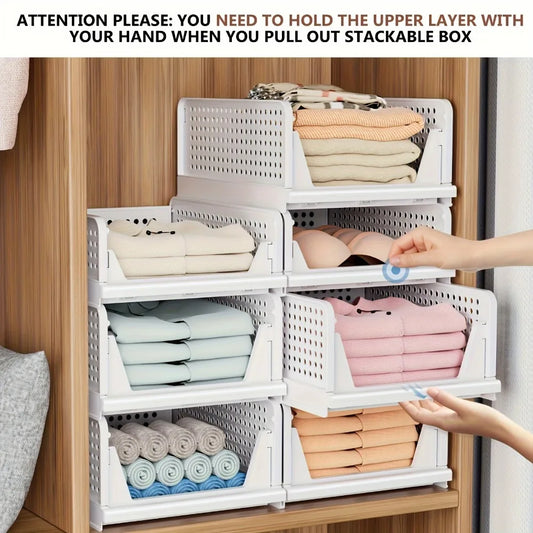 1pc Foldable Drawer-Style Wardrobe Organizer Set, Durable Stackable Storage for Clothes for Closet, Bedroom, Home