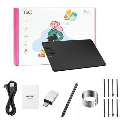 SPASEEBA T605 Graphics Tablet for Drawing / Paiting / Gaming OSU, Ultra Thin Art Pen Tablet with 8192 Levels Digital Stylus