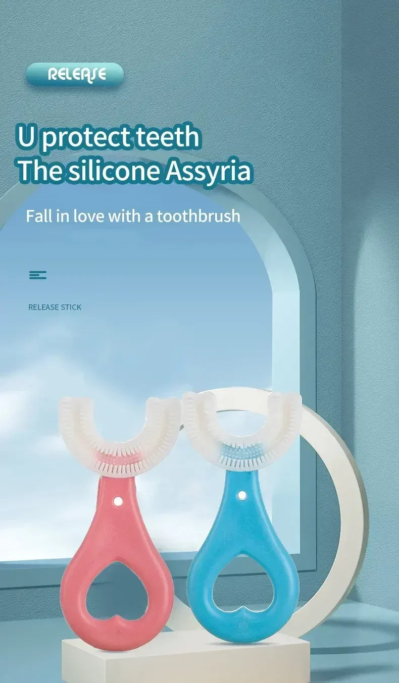 Baby Toothbrush Children 360 Degree U-shaped Child Soft Silicone Toothbrush Health Care Kids Teeth Oral Care Cleaning