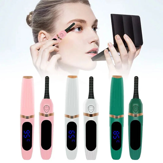 Electric Heated Eyelash Curler USB Rechargeable Eyelashes Curler Quick Heating Natural Eyelash Curler Long Lasting Makeup
