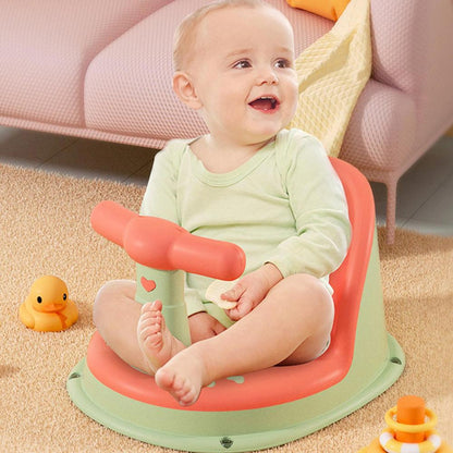 Baby bathtub seat is safe, non slip, and suitable for newborn baby care. Adorable shower seat for children aged 6-18 months