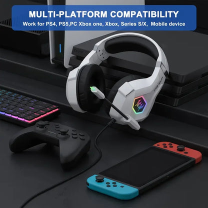Gaming Headset Wired Headphones With Microphone Stereo Earphones Deep Bass For PC Computer Gamer Laptop Music wired Earphones