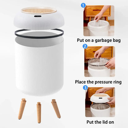 Smart Motion Sensor Automatic Trash Can  Small Plastic  Lid  Equipped for Bedroom Bathroom  Kitchen & Office