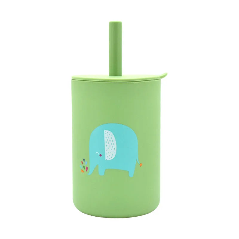 Baby Silicone Sippy Cup Portable Storage Snack Container Feeding Children Rainbow Printing Leakproof Learning Drink Cup Bpa Free