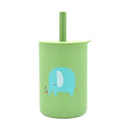 Baby Silicone Sippy Cup Portable Storage Snack Container Feeding Children Rainbow Printing Leakproof Learning Drink Cup Bpa Free