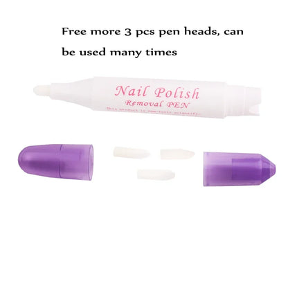 2pcs Nail Polish Remover Pens UV Gel Nail Polish Remover Cleaner Pen Manicure Tool With 3 Pen Heads By Random Corrector Pencil
