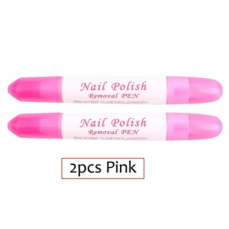 2pcs Nail Polish Remover Pens UV Gel Nail Polish Remover Cleaner Pen Manicure Tool With 3 Pen Heads By Random Corrector Pencil