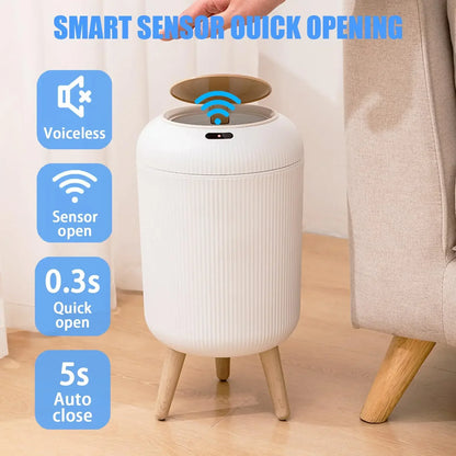 Smart Motion Sensor Automatic Trash Can  Small Plastic  Lid  Equipped for Bedroom Bathroom  Kitchen & Office