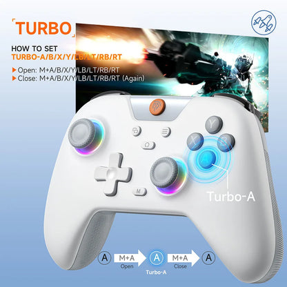 EasySMX X05 Wireless Gamepad, RGB Bluetooth Gaming Controller for PC/Phone/Switch/ Steam/TV, Hall Joysticks Effect