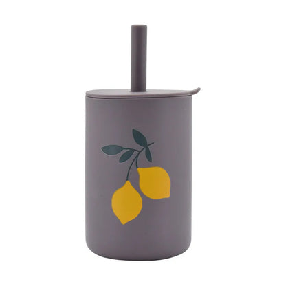 Baby Silicone Sippy Cup Portable Storage Snack Container Feeding Children Rainbow Printing Leakproof Learning Drink Cup Bpa Free