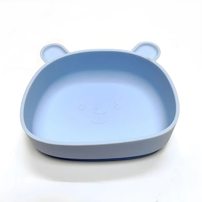 Children's silicone dinner plate baby auxiliary bowl suction cup bear cartoon dinner plate fall-proof anti-scald tableware