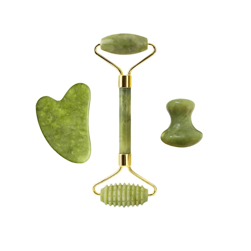 100% Natural Stone Gua Sha Board Set Jade Roller Massager Gouache Scraper Acupuncture Facial Lifting Spa Skin Care Beauty Tools