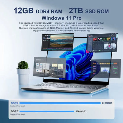 Laptop Computer 14.1" Intel 12GB RAM 1TB 2TB SSD Windows 11 Notebook Office Learn Recreation Entertainment Portable Laptops