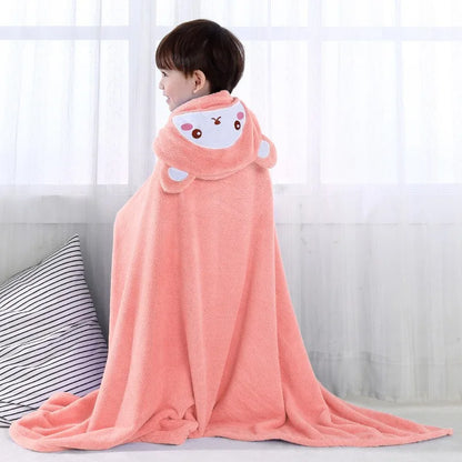 Baby Hooded Bath Towel - Super Absorbent Microfiber Cartoon Cloak, Soft Infant Bathing Wrap with Cute Animal Designs