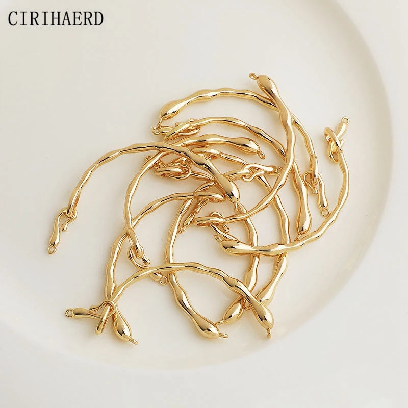 Branch Half Ring Bracelet 14K Gold Plated Irregular Connections Curved Tube For DIY Women's Jewelry Bracelet Making Accessories