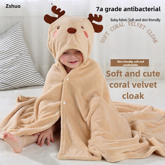 Baby Hooded Bath Towel - Super Absorbent Microfiber Cartoon Cloak, Soft Infant Bathing Wrap with Cute Animal Designs