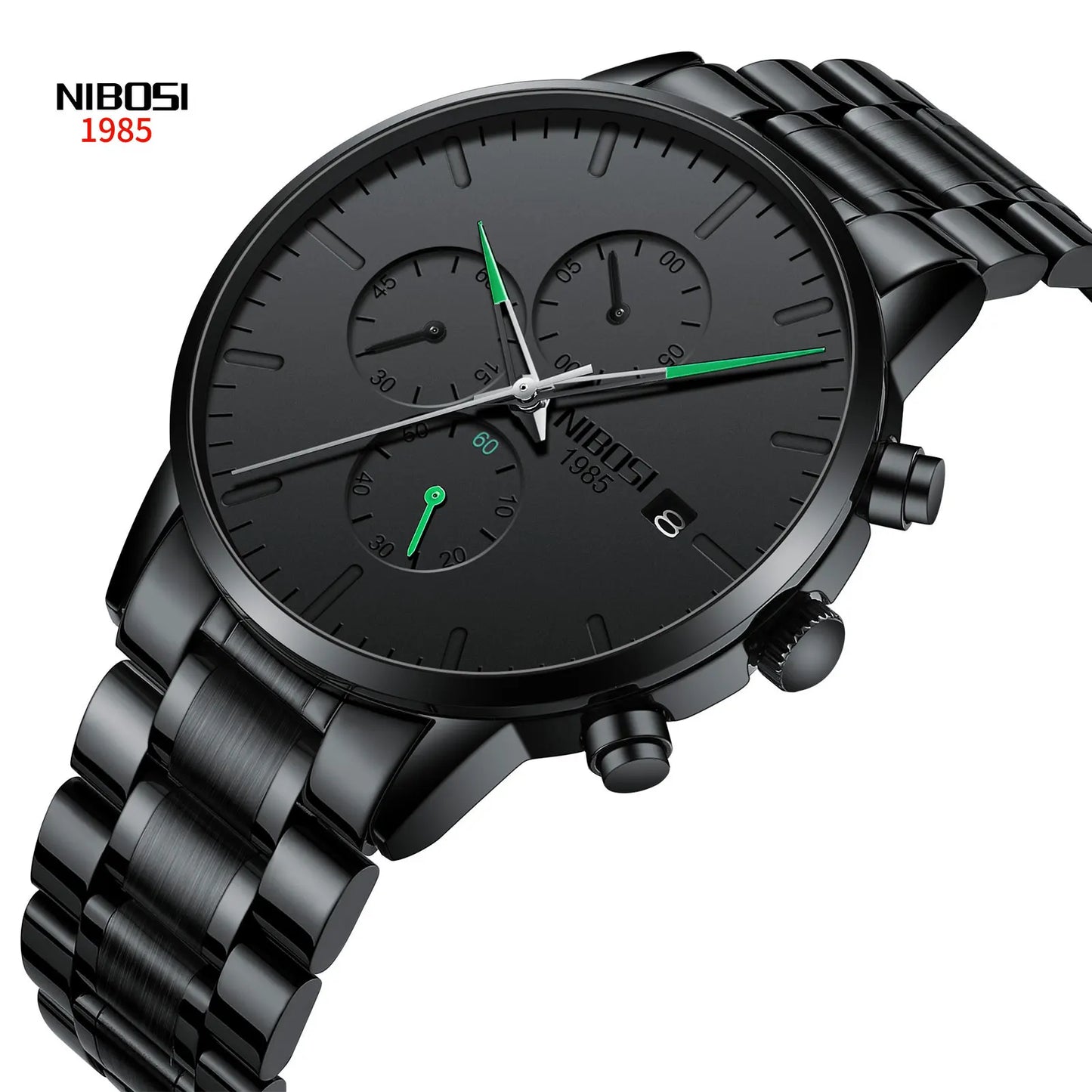 NIBOSI Men's Watches Analog Minimalist Black Dial Watches for Men Business Chronograph Military Stainless Steel Wrist Watches