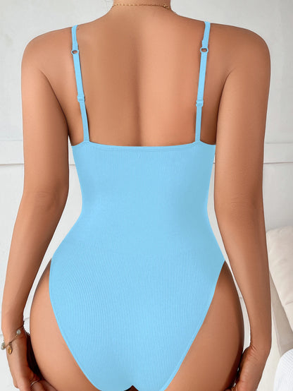 Super Sale V Neck Spaghetti Strap Bodysuit Compression BodySuits Open Crotch Shapewear Slimming Body Shaper Smooth Out Bodysuit