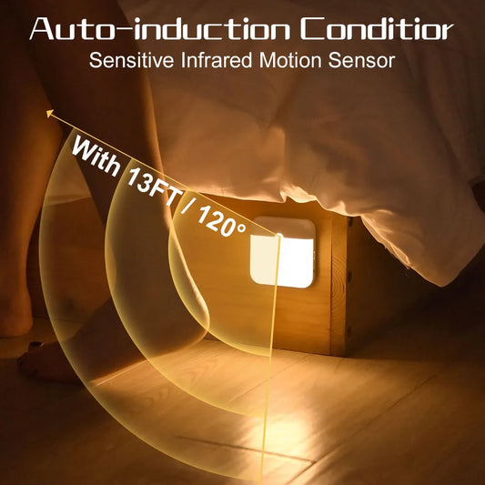 LED Motion Sensor Light Wireless LED Night Light Type C Rechargeable Night Light Cabinet Wardrobe Lamp Staircase For Kitchen LED