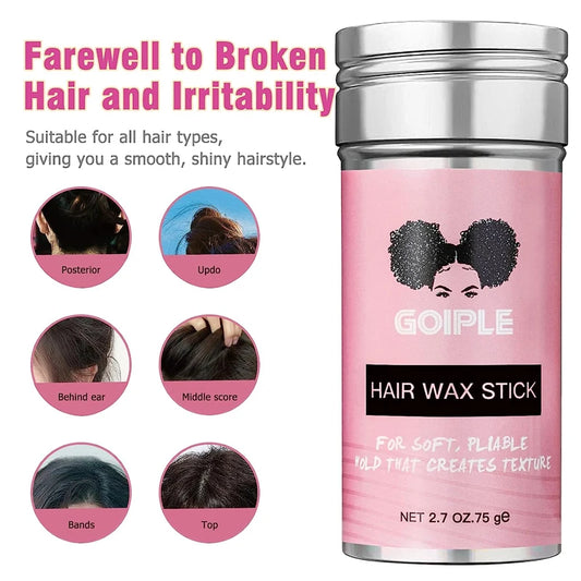 GOIPLE 2.7oz Flyaway Control Styling Wax Smooth Fly Away Broken Back Hair Finishing Slick Non Greasy Wax Stick For Women and Wig