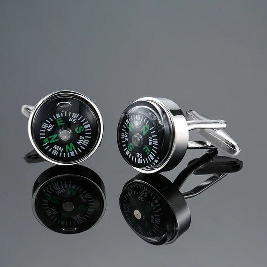 Men's French shirt cufflinks copper material circular compass model cufflinks fashion clothing accessories wholesale