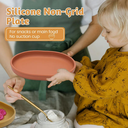 Baby Safe Silicone Dining Plate Suction Cartoon Children Dishes Feeding Toddler Training Tableware Retro Kids Smile Face Plate