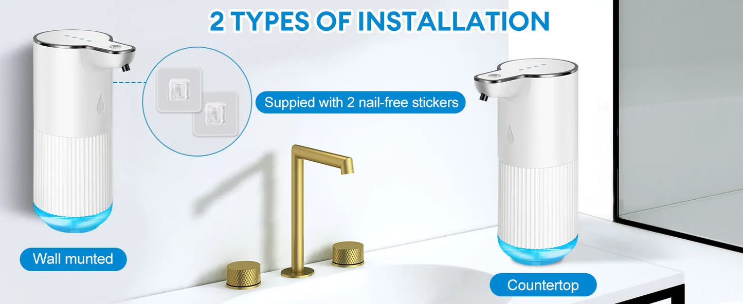 Automatic Infrared Sensor Soap Dispenser Hand Sanitizer Dispenser Wall Mounted Bathroom Kitchen 4-speed Adjustable Rechargeable
