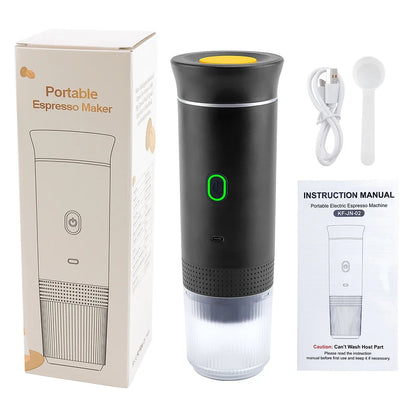 3 in 1 Portable Cordless Espresso Machine Travel, Car and Home Camping Coffee Maker Capsule Powder Coffee Maker Smart Heating