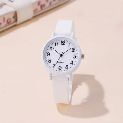 Minimalist style children's wristwatch casual simple black and white silicone student watch Clock