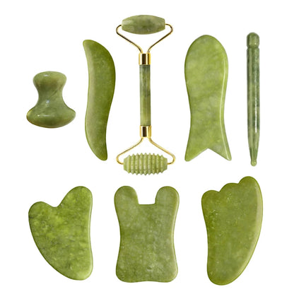 100% Natural Stone Gua Sha Board Set Jade Roller Massager Gouache Scraper Acupuncture Facial Lifting Spa Skin Care Beauty Tools