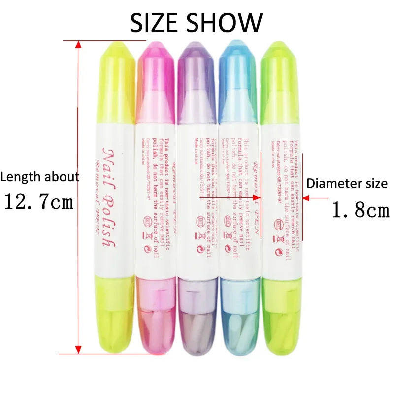 2pcs Nail Polish Remover Pens UV Gel Nail Polish Remover Cleaner Pen Manicure Tool With 3 Pen Heads By Random Corrector Pencil