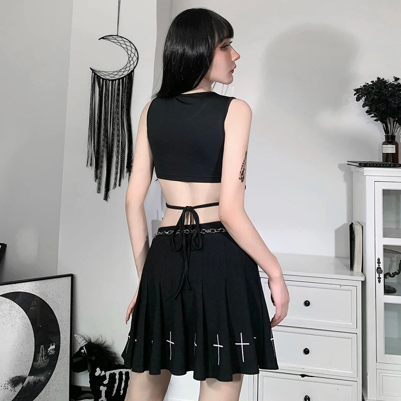 Tied Backless Slim Solid Sleeveless Crop Top 2021 Summer Sexy Skinny Simple Trim Outfits Mock Neck Basic Tank Top