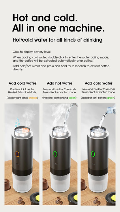 USB Portable Electric Espresso Machine 3-In-1 Capsule Coffee Maker Small Wireless Heating For Home Camping Travel Coffee Machine