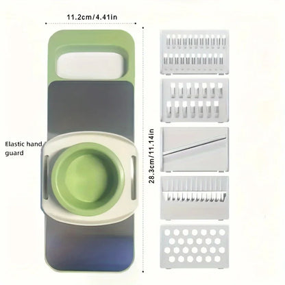 Set of 7 multifunctional vegetable cutters, fruit and potato choppers with basket, carrot grater