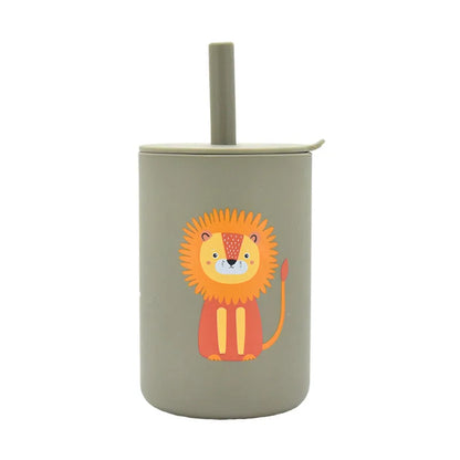Baby Silicone Sippy Cup Portable Storage Snack Container Feeding Children Rainbow Printing Leakproof Learning Drink Cup Bpa Free