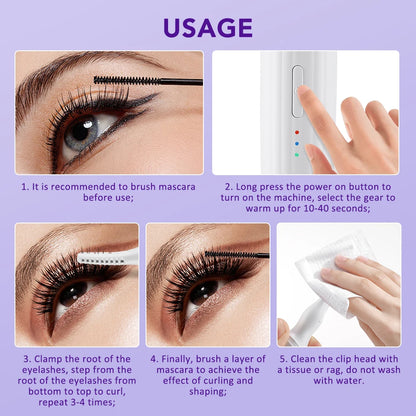 Electric Eyelash Curler Electric Heated Eyelash Curler Long Lasting Eyelash Curling Clip Device Create Perfect Curled Eyelashes