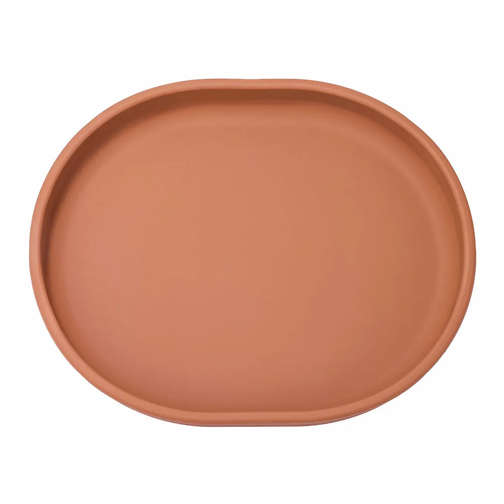Baby Safe Silicone Dining Plate Suction Cartoon Children Dishes Feeding Toddler Training Tableware Retro Kids Smile Face Plate