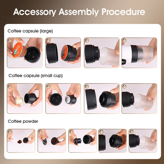 USB Portable Electric Espresso Machine 3-In-1 Capsule Coffee Maker Small Wireless Heating For Home Camping Travel Coffee Machine