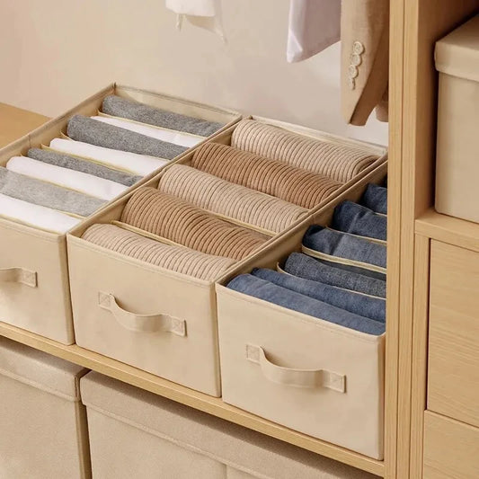 Washable Wardrobe Clothes Organizer Foldable Closet Divider Underwear Drawer Mesh Separation Box for T-shirt,Legging,So