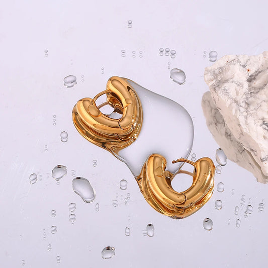 Water Resistant Sweet Heart Shape Chunky Hoop Earrings Minimalist Stainless Steel PVD Gold Plated Women Earrings Jewelry