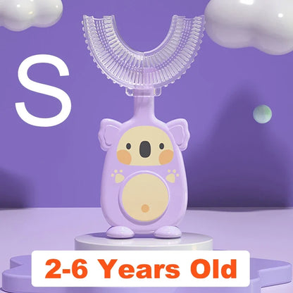 Baby 360 Degree U-shaped Oral Care Cleaning Silicone Soft Toothbrush Cartoon Penguin Koala Cute Children Toothbrush