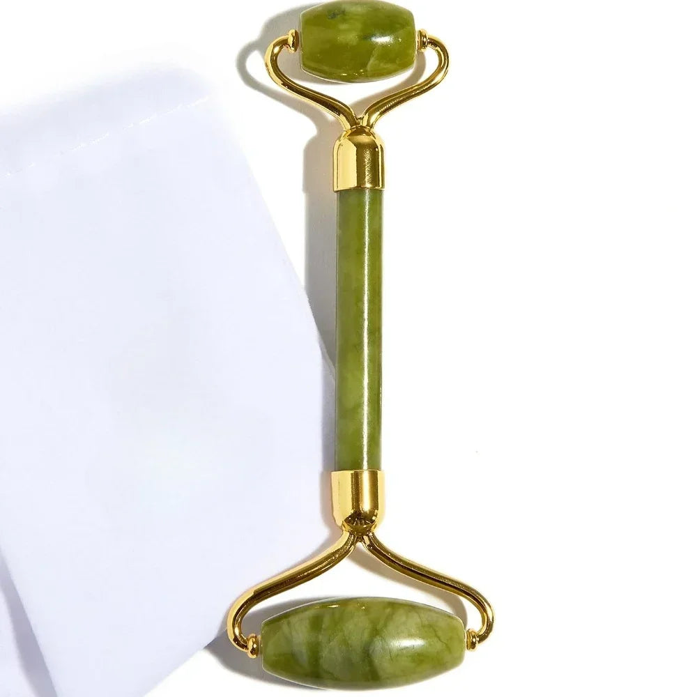 Jade Roller and Gua Sha set Spa Grade Face Massager 100% Authentic Stone Reduces Puffiness Wrinkles  Reveals