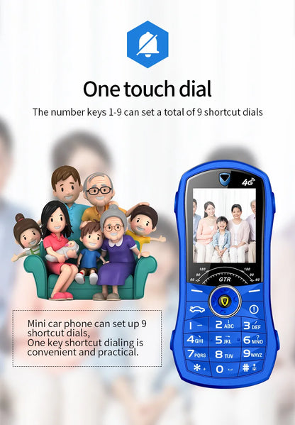 Car Model Mobile Phone 1.8 inch Push Button Mini Car Shape Key Student Dual Sim Telephone MP3 Real Vibration No Camera Cellphone