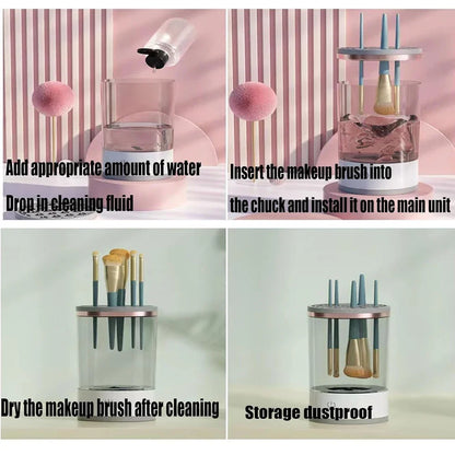 3 In 1 Electric Makeup Brush Cleaner Automatic Spinner Makeup Brush Holder Stand Women Lazy Cleaning Brush Washer Quick Dry Tool