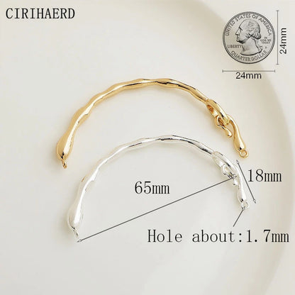Branch Half Ring Bracelet 14K Gold Plated Irregular Connections Curved Tube For DIY Women's Jewelry Bracelet Making Accessories