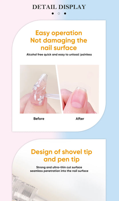 3ml Nail Polish Remover Pen Portable Highly Efficient Fast-Dissolve Glue Pen Reusable Manicure Tool for Fake Nails No Damage