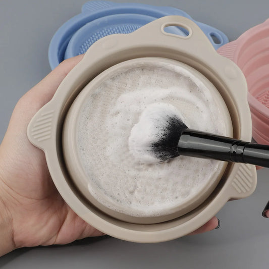 Makeup Brush Cleaner Cleaning Bowl Brush Tool Set Thorough Cleaning Without Hurting Bristles Wet & Dry Powder Puff Dry Cleaner