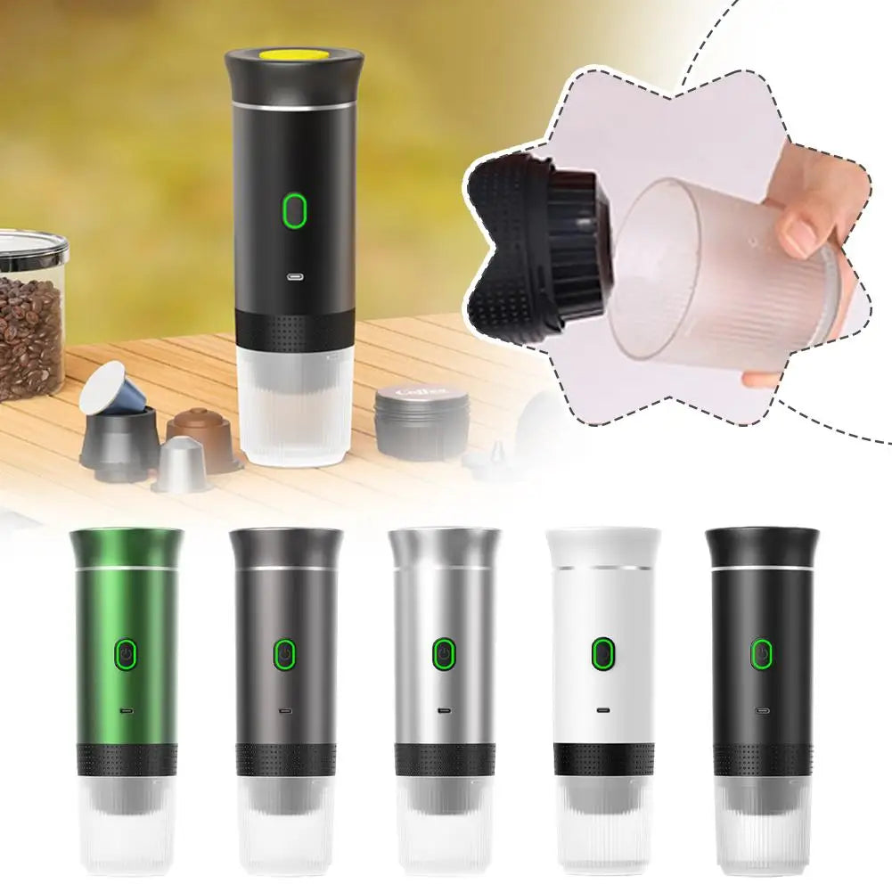 Electric Portable Coffee Machine Portable Italian Espresso Machine for Car & Home 3-in-1 Capsule Powder Travel Coffee Maker