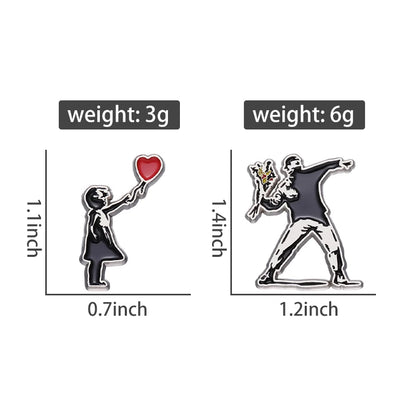 Banksy Art Enamel Pin Flower Thrower Girl With Balloon Always Hope Brooch Lapel Backpack Badge Jewelry Gift For Friends
