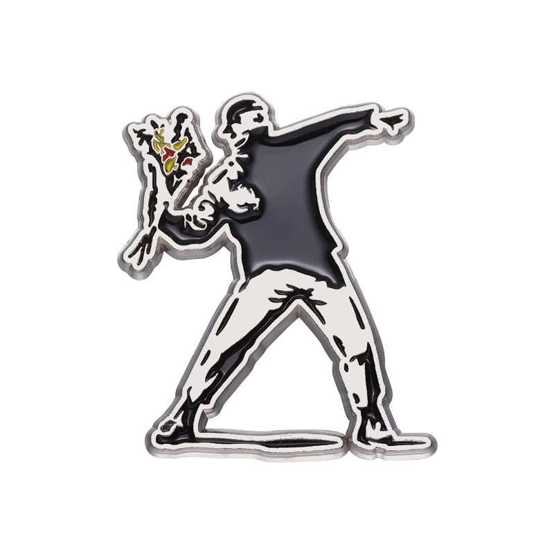 Banksy Art Enamel Pin Flower Thrower Girl With Balloon Always Hope Brooch Lapel Backpack Badge Jewelry Gift For Friends
